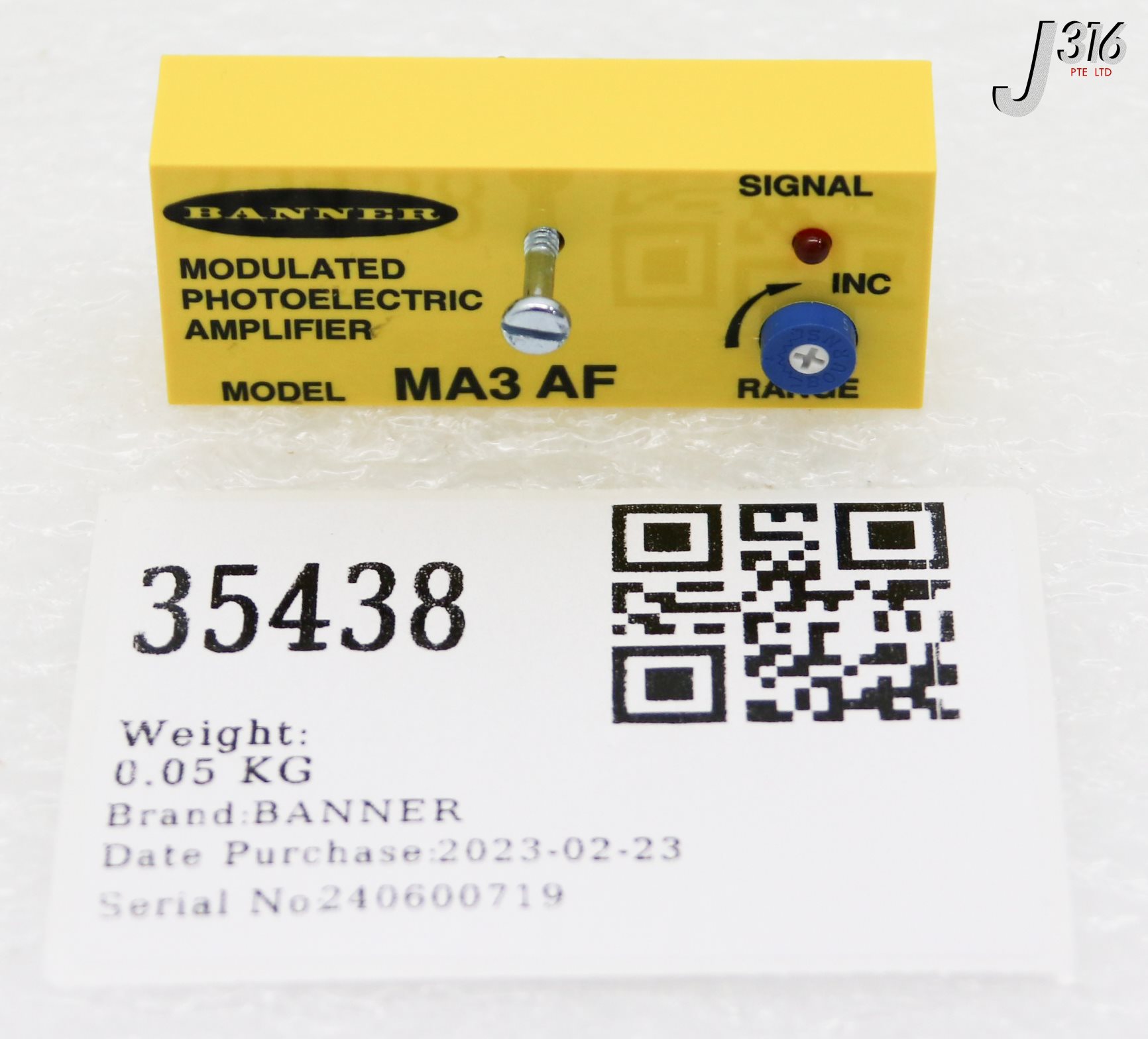 pri  35438 BANNER MODULATED PHOTOELECTIC AMPLIFIER, P/N: 33168 (NEW